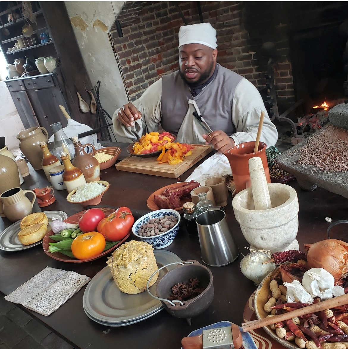 Historic Interpreter Cooking at Stratford Hall